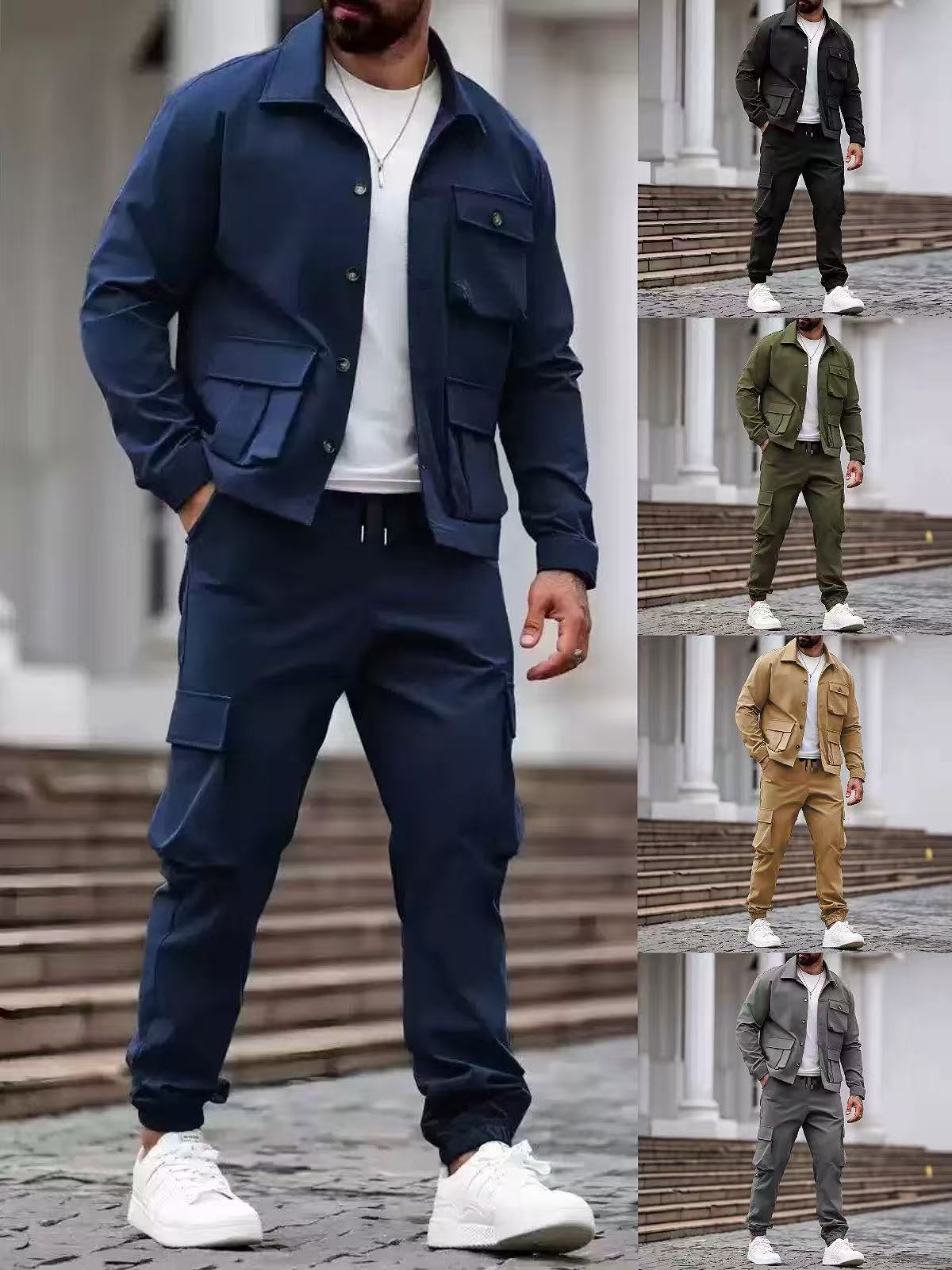 Multi-pocket tough guy jacket set