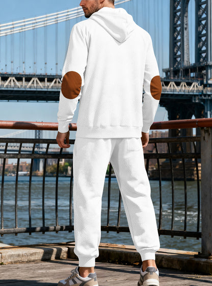 Jacquard Hoodie Street Style Casual Sports Hooded Two-Piece Set