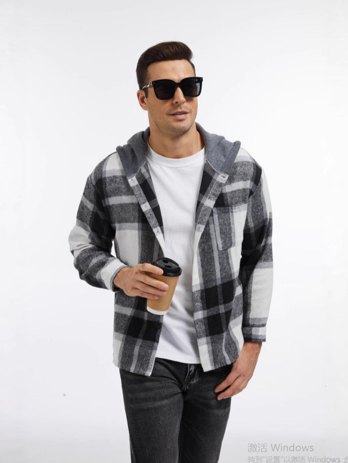 💕British style hooded plaid jacket🔥