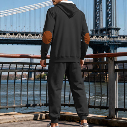 Jacquard Hoodie Street Style Casual Sports Hooded Two-Piece Set