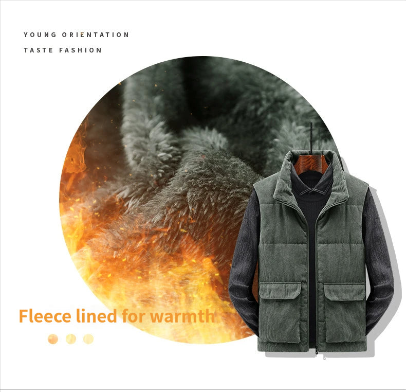 Men's fleece-lined sleeveless jacket