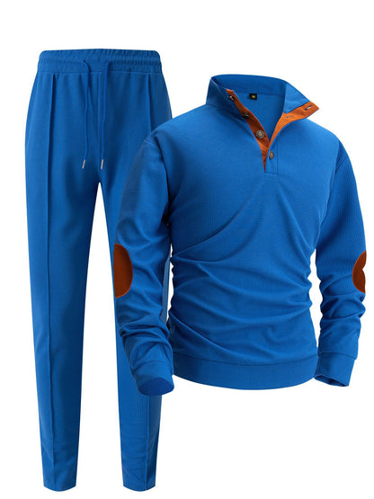 Stand-up collar elbow pad color-block set