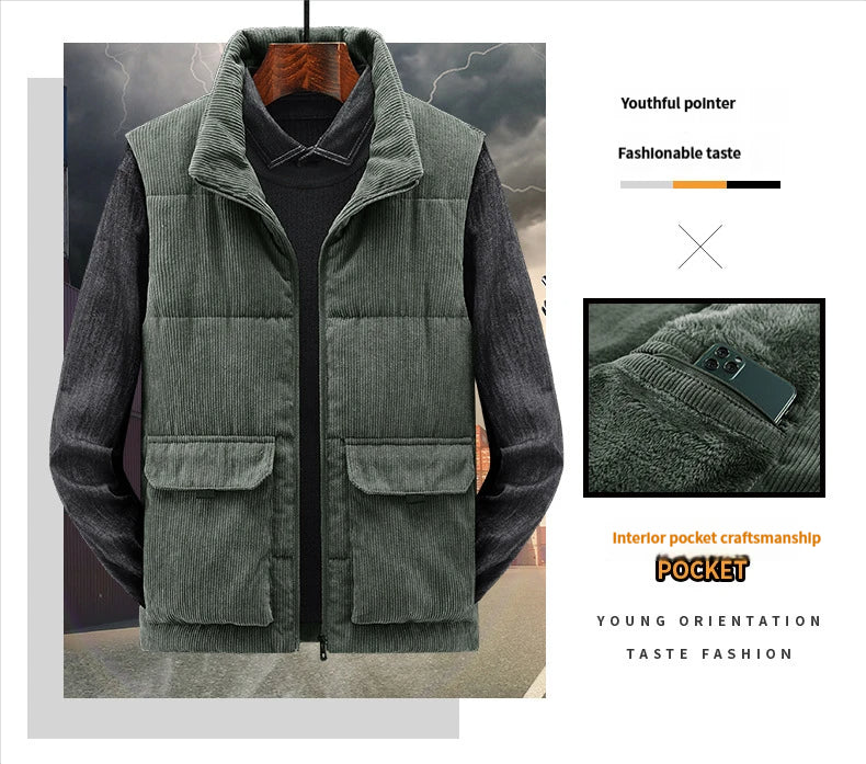 Men's fleece-lined sleeveless jacket