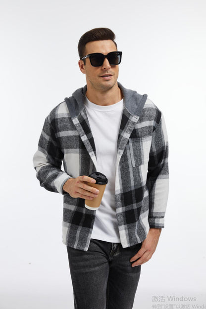 💕British style hooded plaid jacket🔥