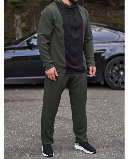 Minimalist Two-Tone Hooded Tracksuit for Men