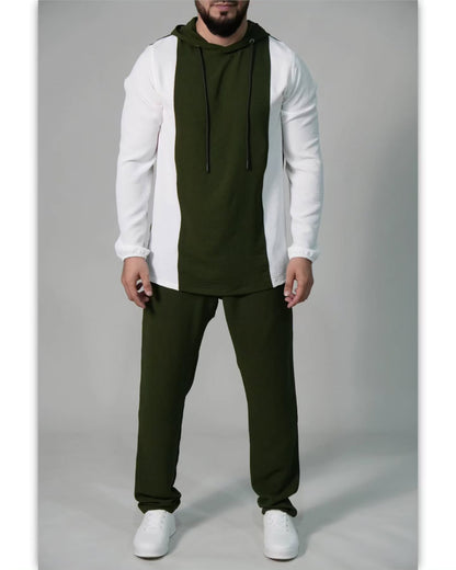 Minimalist Two-Tone Hooded Tracksuit for Men