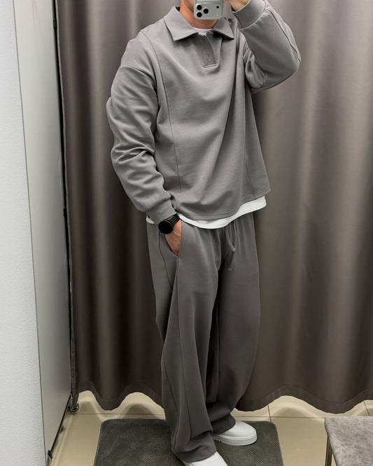 Premium Heavyweight Polo & Wide-Leg Pants