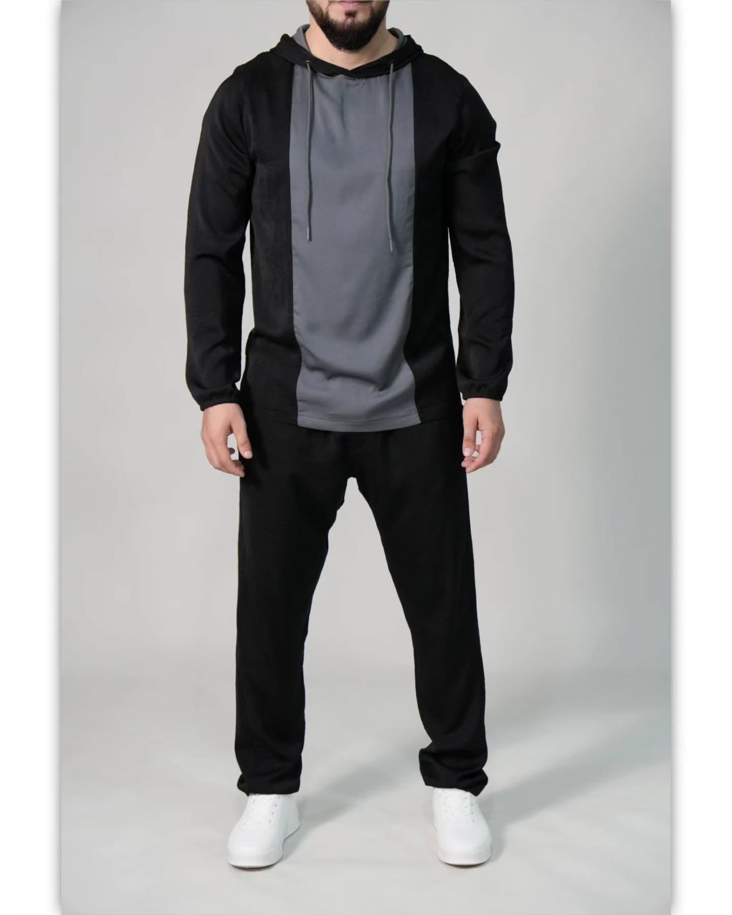 Minimalist Two-Tone Hooded Tracksuit for Men