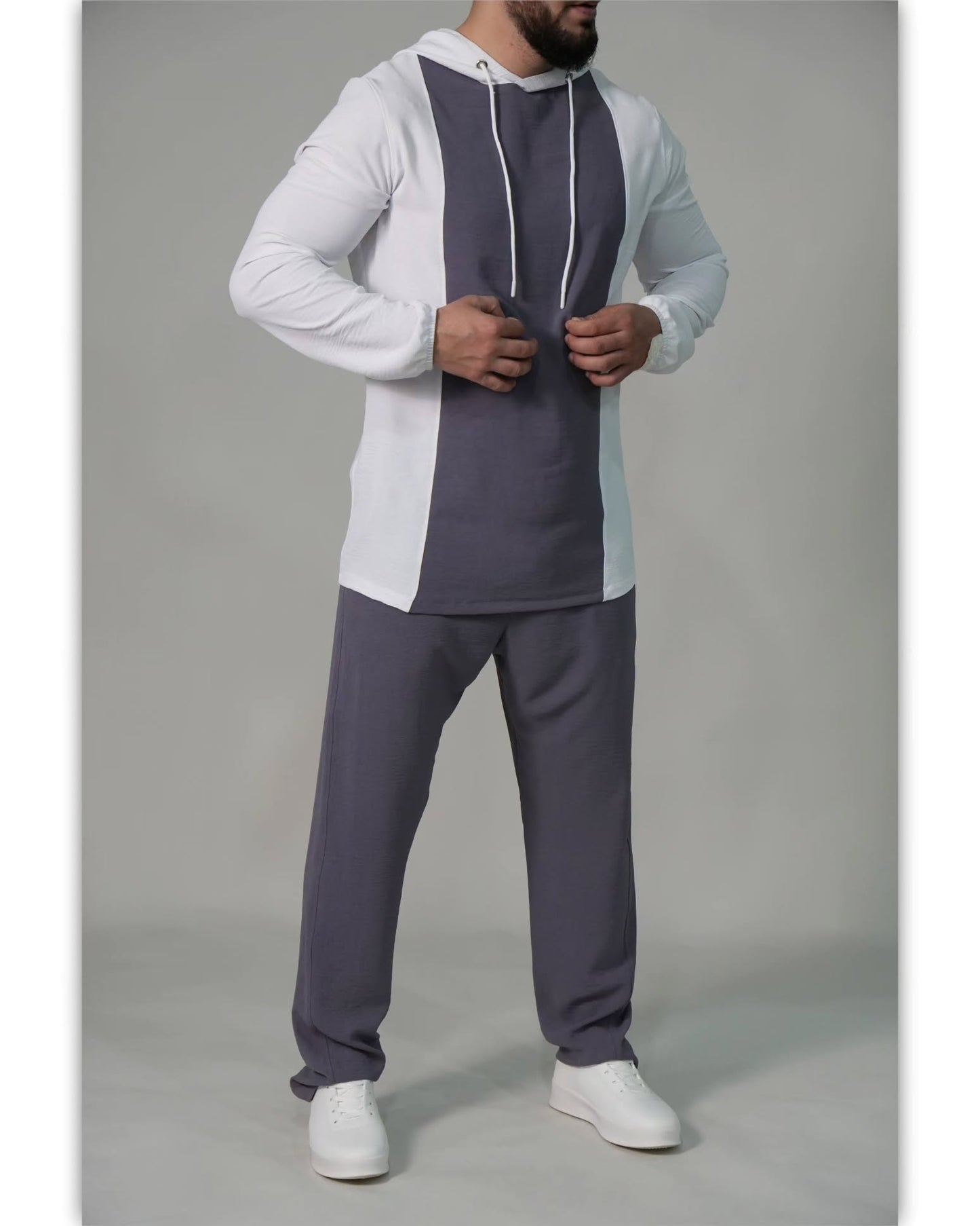 Minimalist Two-Tone Hooded Tracksuit for Men