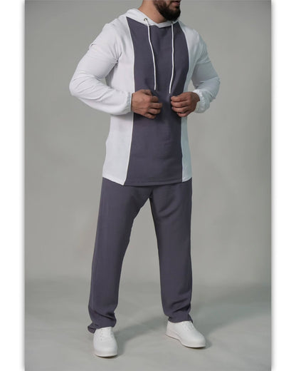 Minimalist Two-Tone Hooded Tracksuit for Men