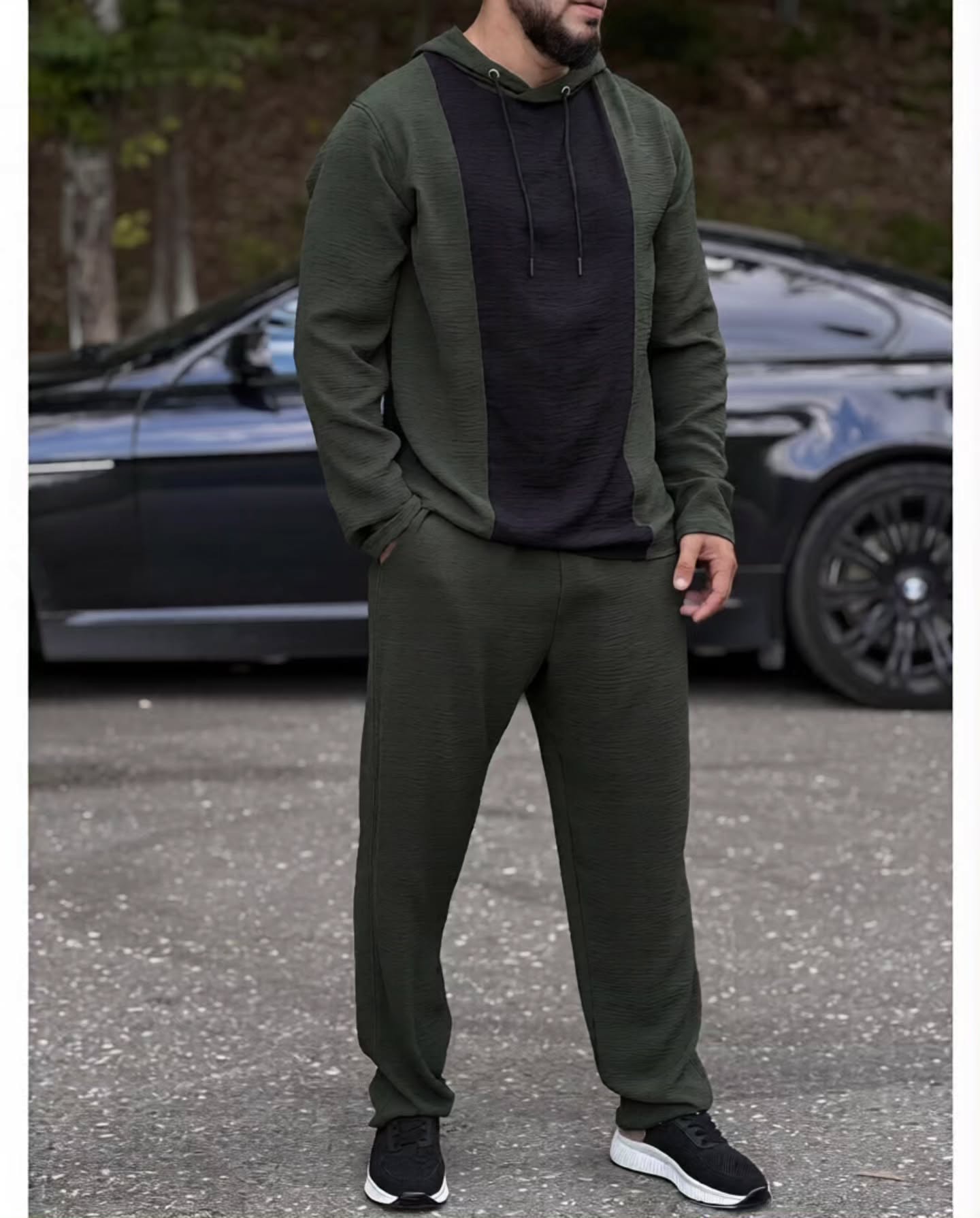 Minimalist Two-Tone Hooded Tracksuit for Men
