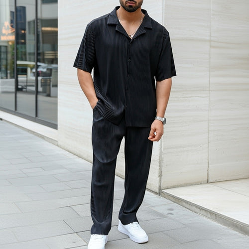 男士优质罗纹夏季套装，包含上衣和裤子，novlego closet品牌，适合休闲穿着的舒适服饰
