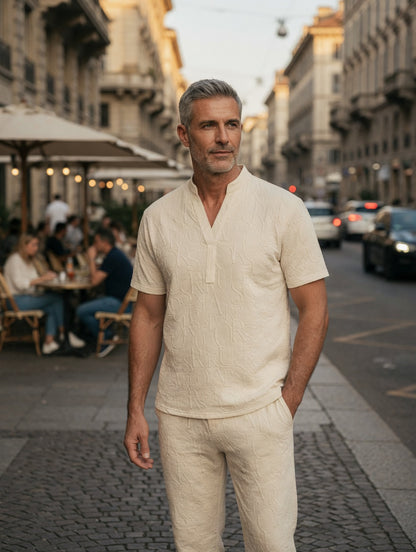 Embossed-Texture Casual Set