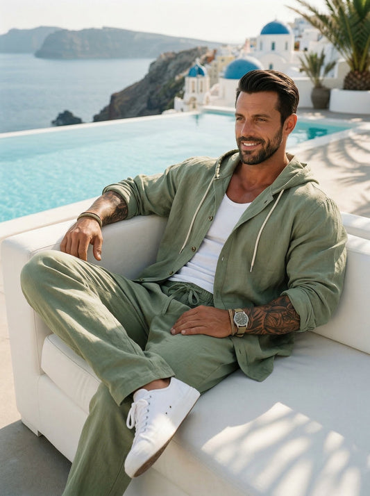 Men’s Premium Resort Linen Hooded Set