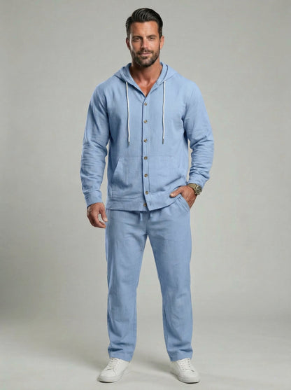 Men’s Premium Resort Linen Hooded Set