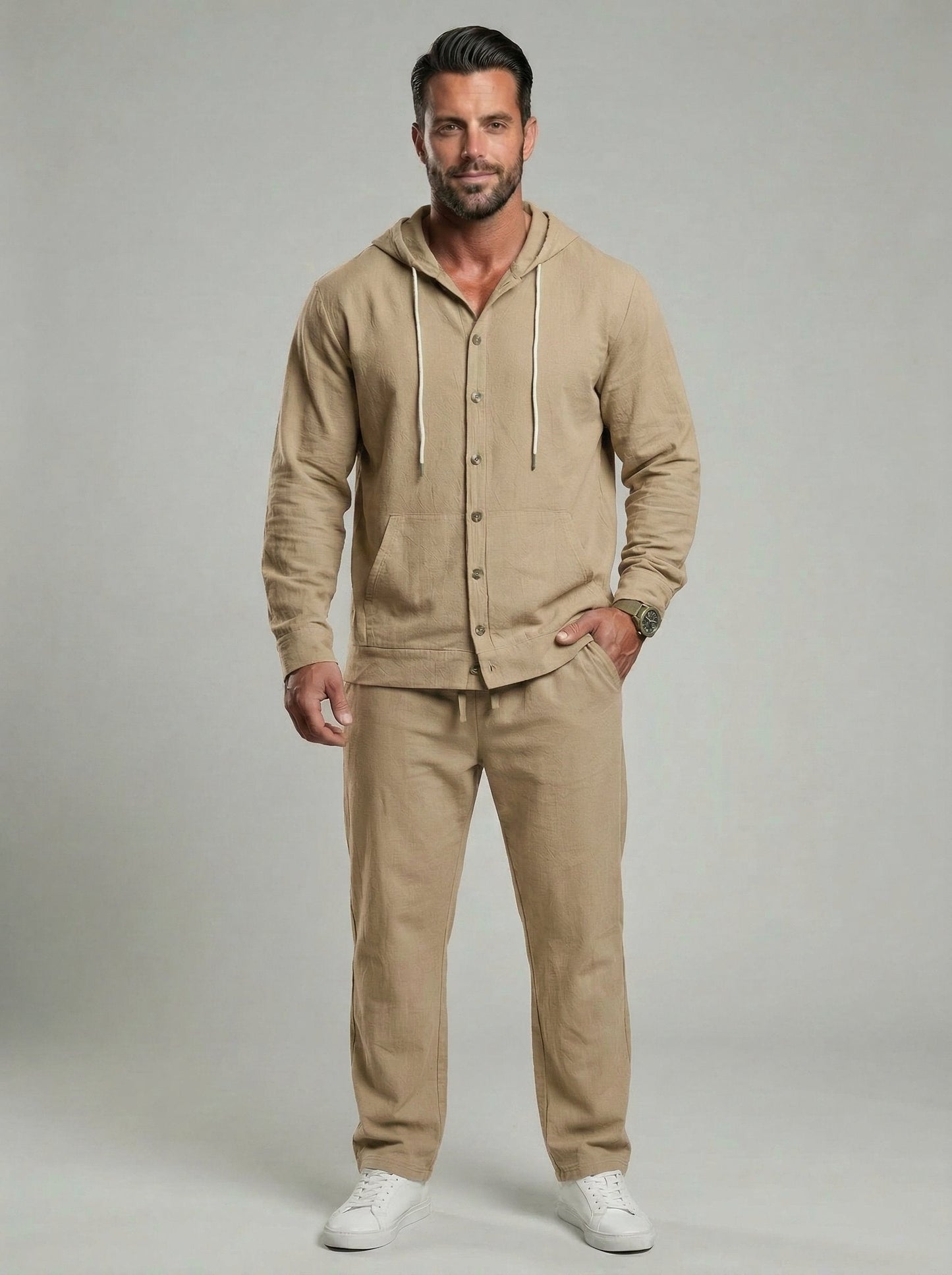 Men’s Premium Resort Linen Hooded Set