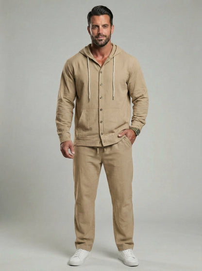 Men’s Premium Resort Linen Hooded Set