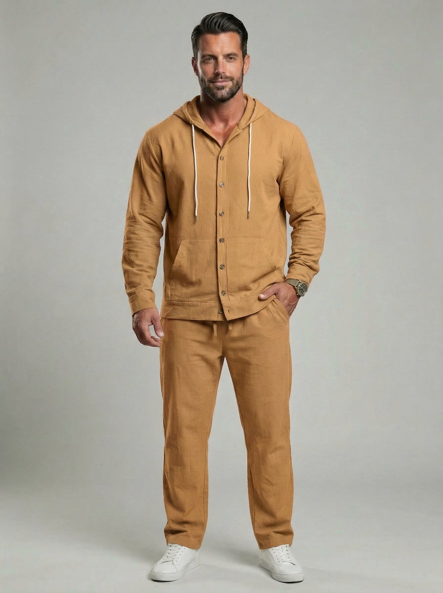 Men’s Premium Resort Linen Hooded Set