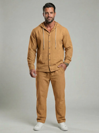 Men’s Premium Resort Linen Hooded Set