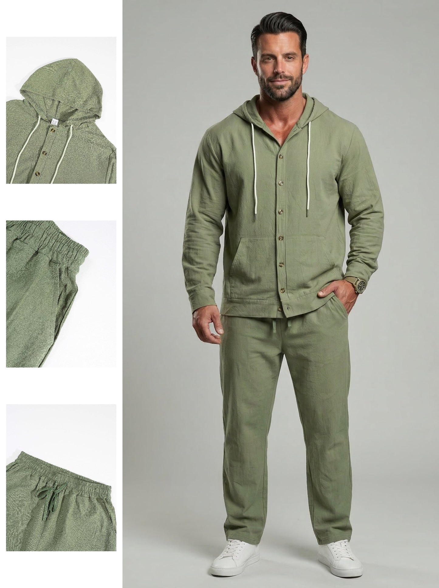 Men’s Premium Resort Linen Hooded Set