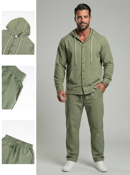 Men’s Premium Resort Linen Hooded Set