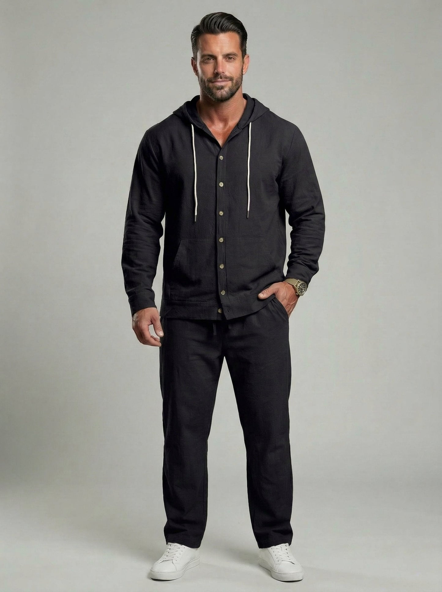 Men’s Premium Resort Linen Hooded Set