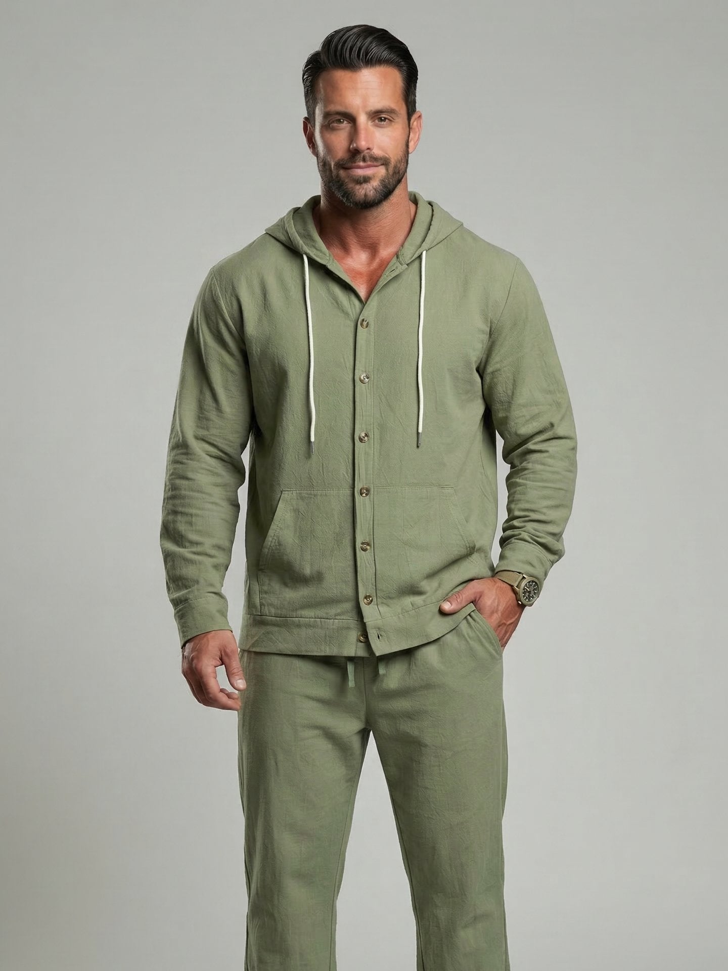 Men’s Premium Resort Linen Hooded Set